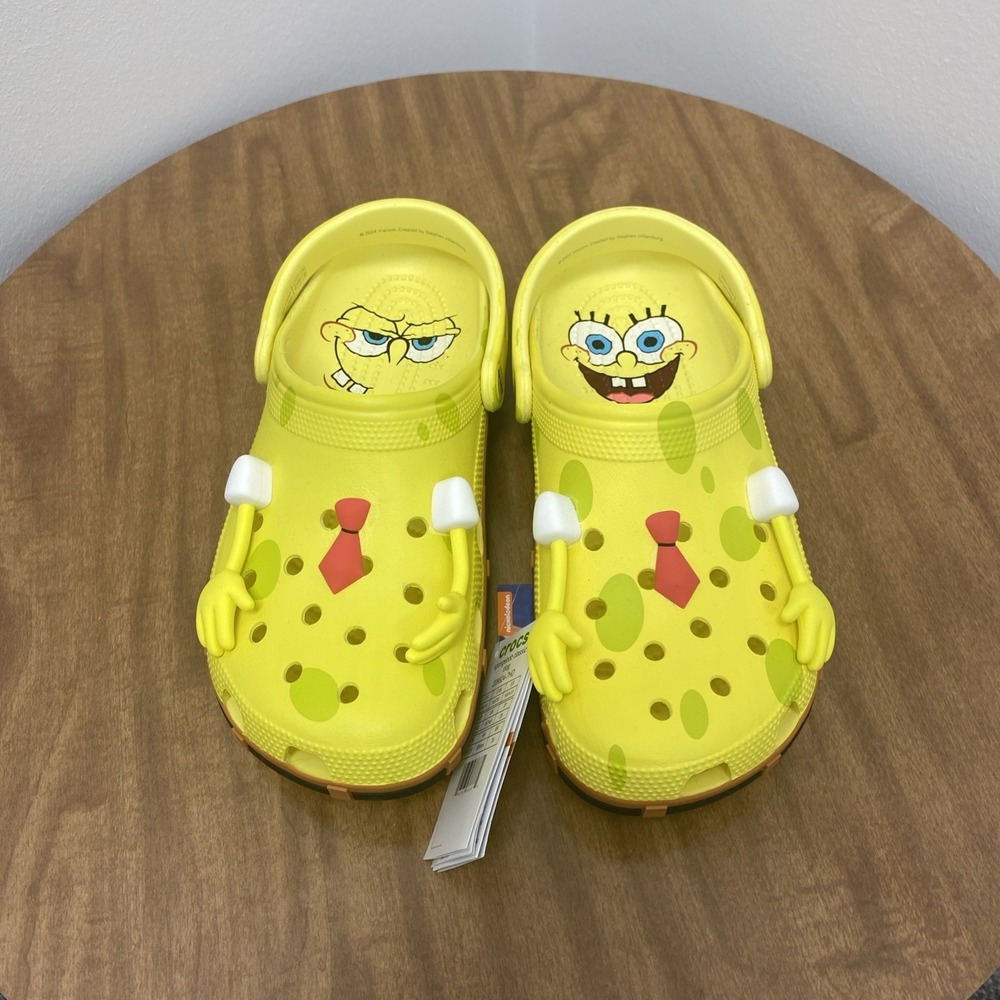 Spongebob Squarepants x Crocs Slides Slip On Casual Yellow Mens8/Womens 10